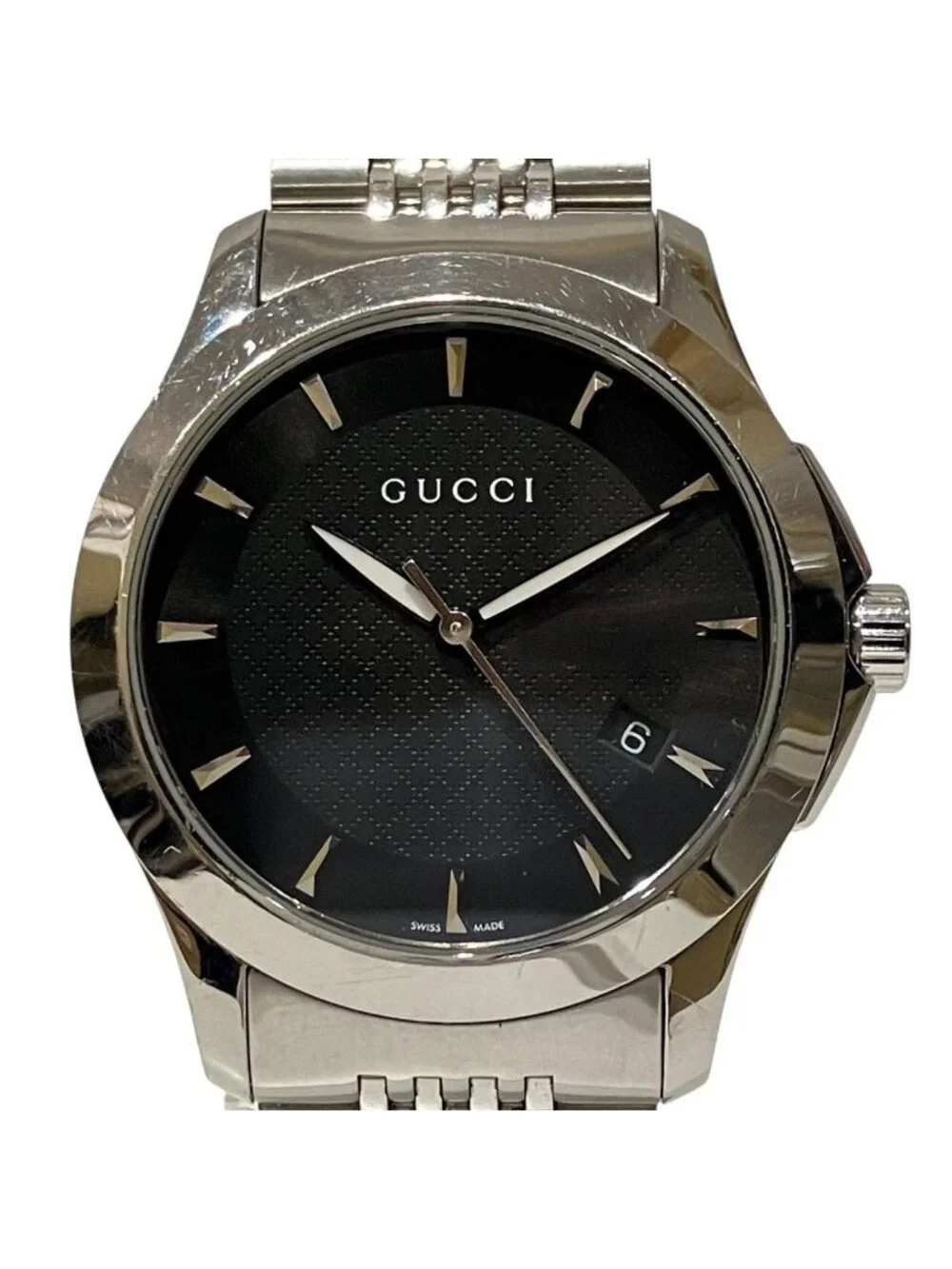 Gucci G-Timeless Watch SS Quartz Black Dial 126.4